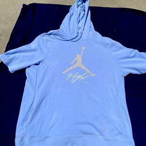Mens air Jordan light blue short sleeve hoodie
